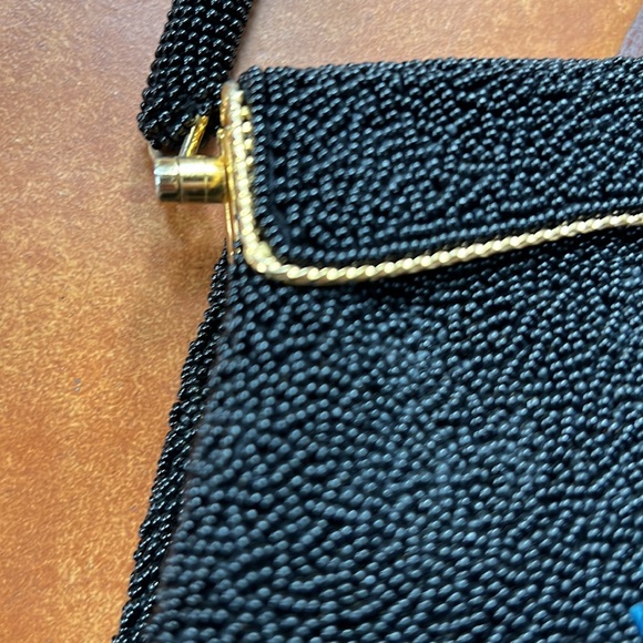 Vintage Beaded Handbag Gold Flap Hinge Stunning - Picture 3 of 9